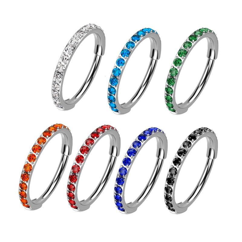 Titanium Micro Gem Hinged Nose Hoop | 20g