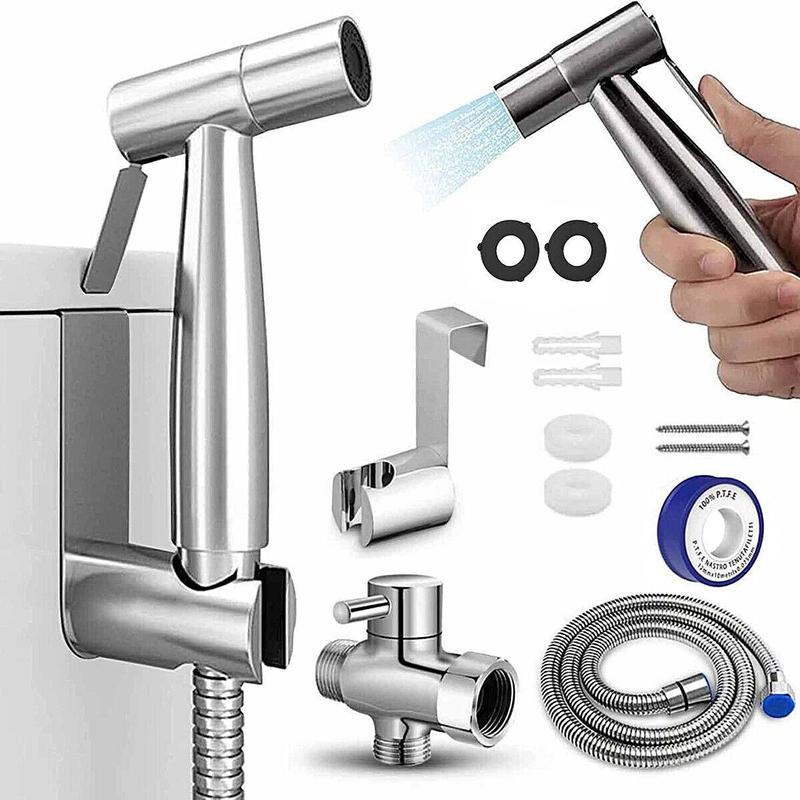 Toilet Shattaf Adapter Hose Bidet Sprayer Stainless Steel Handheld Shower Head New Model Ergonomic Design Rust Resistant Durable for Toilet Cleaning Baby Pets Shower Sewerage Cleaning - Bidetstoilets
