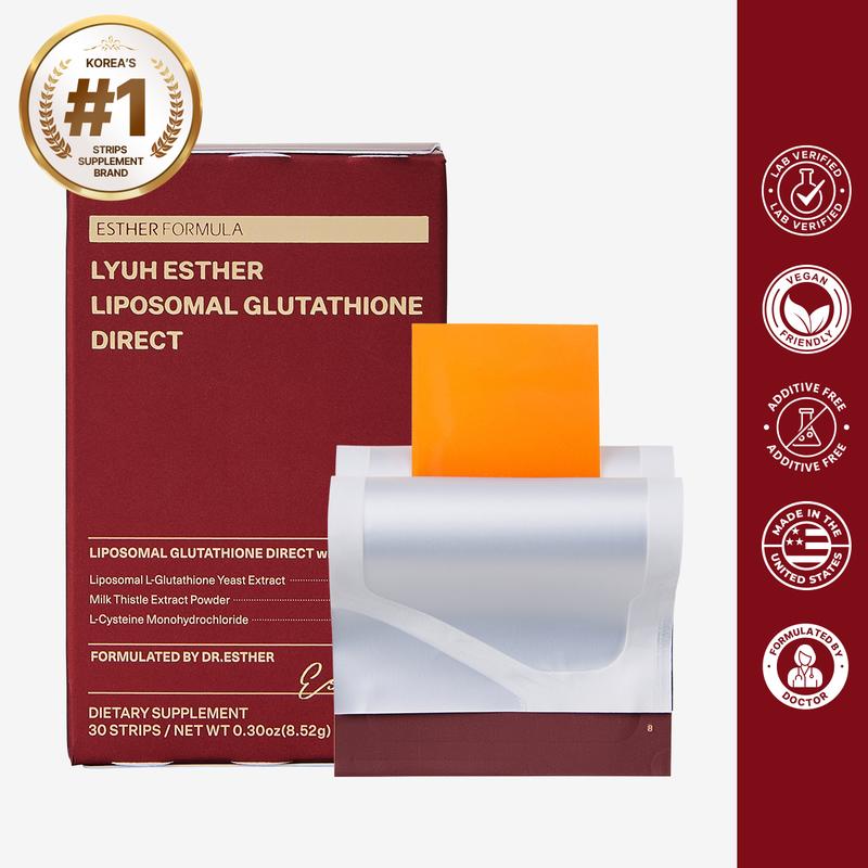 ESTHER FORMULA Liposomal Glutathione Direct (284mg*30strips) Glutathione Strips, Korean Beauty Supplement Made in USA for antioxidant, Skin Tone Care, K-Beauty, Inner Beauty Healthcare Fitness