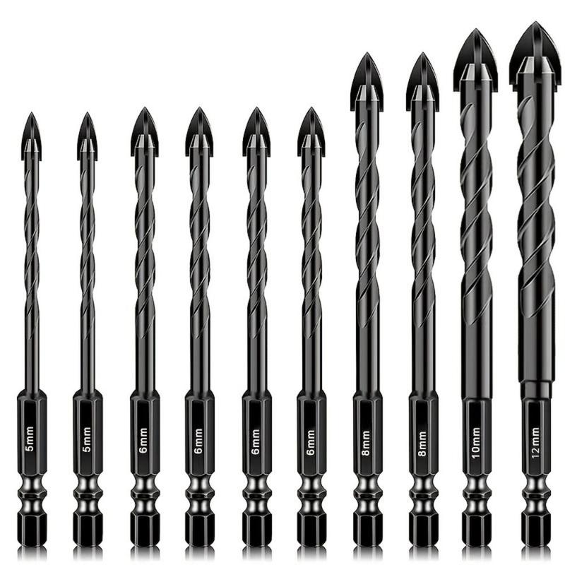Masonry Set, Concrete Drill Bit Set, Ceramic Drill Bits for Tile, Brick, Glass, Plastic and Wood, Tungsten Carbide Tip for Ceramic Tile, Wall Mirror, Paver on Concrete Or Brick Wall, Tool