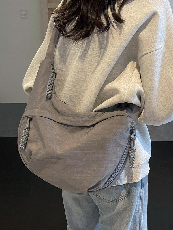 Women's Solid  Large Capacity Crossbody Bag, Fashionable Lightweight Shoulder Bag for Daily Commute, Casual Trendy Versatile High-quality Daily Commuting Bag, Adjustable Strap Bag, Casual Handbag Satchel, Crossbody Purse, Daily Commuter Bag