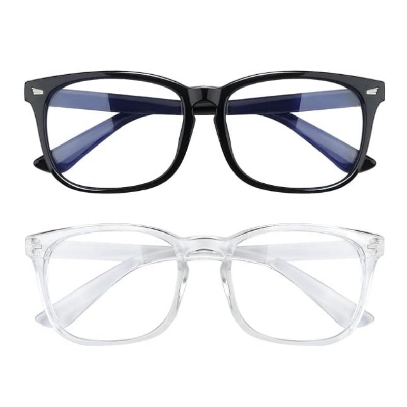 2 Pack Fashion Lightweight Eyeglasses for Work , Unisex glasses,Computer/Gaming/TV/ Eyeglasses，back-to-school gift