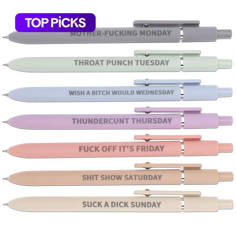 Creative Gel Ink Pen, 7/10pcs Pen Set Daily Emotional Wording Writing Pens, Smooth Writing Pen, Office Stationery and Supplies