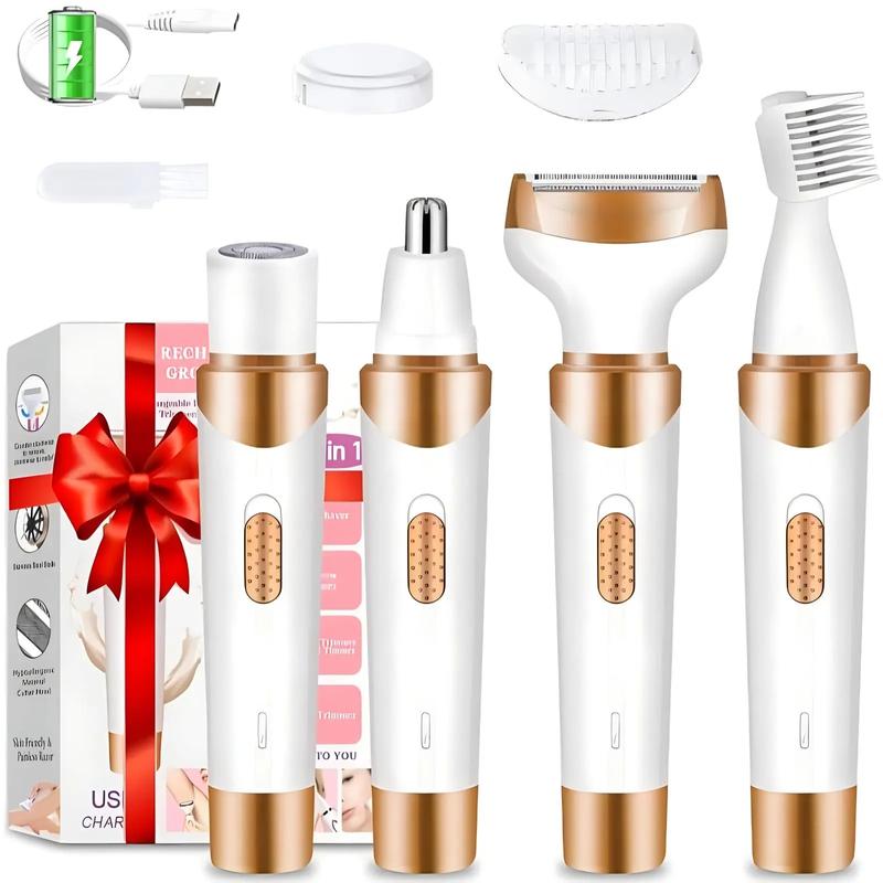 4-in-1 Electric Shaver, 1 Set Portable Hair Removal Machine, Cordless Hair Trimmer for Women, Men and Girls, Epilator Hair Remover, USB Rechargeable Shaver, Travel Shaver #GLOBAL PICKS