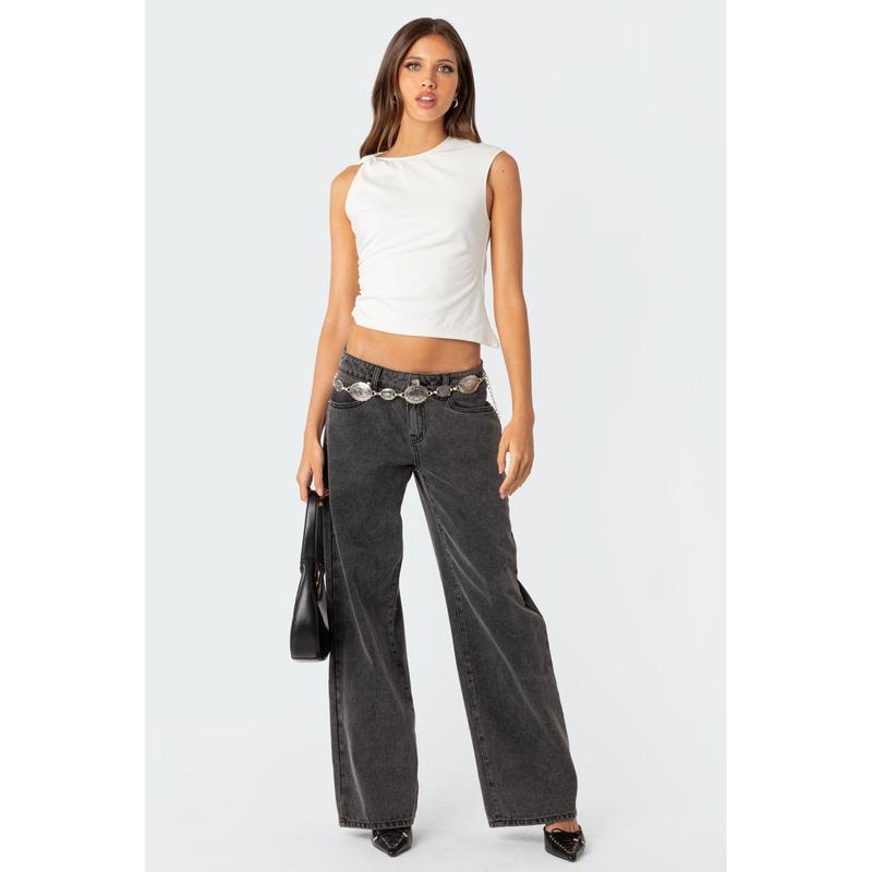Raelynn Washed Low Rise Baggy Jeans