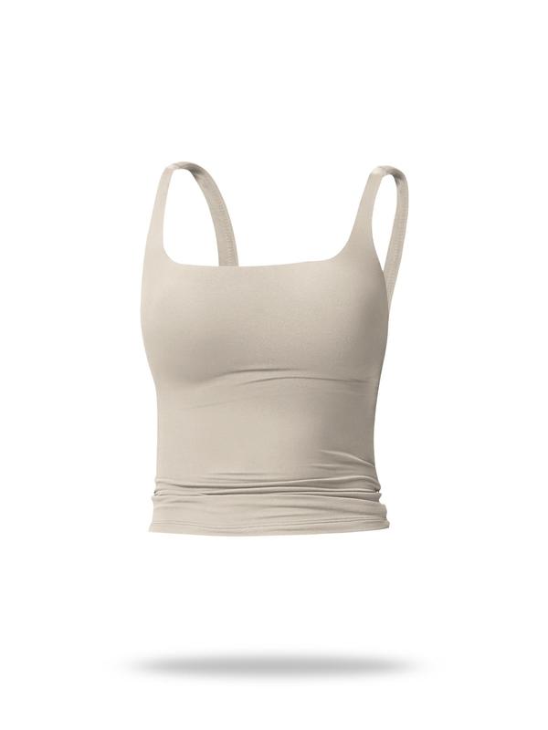 Women's Solid Color Sports Tank Top, Tight Sports Vest, Casual Comfy Breathable Sleeveless Sports Top for Yoga Gym Workout Running, Ladies Sportswear for All Seasons