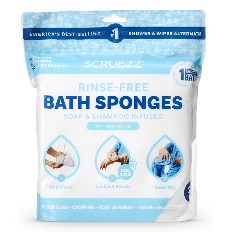 Scrubzz Rinse-Free Bathing Wipes - Soap & Shampoo Infused - Hypoallergenic & pH Balanced - Ideal for Post-Surgery, Elderly, Gym, Camping, Travel - Simply Dampen, Lather, and Dry