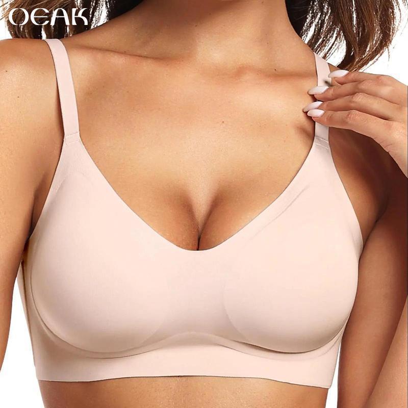 OEAK Womens Seamless Jelly Bra No Underwire Comfort Push Up Bras Buttery Soft Wireless Full Coverage Sport Everyday Bra