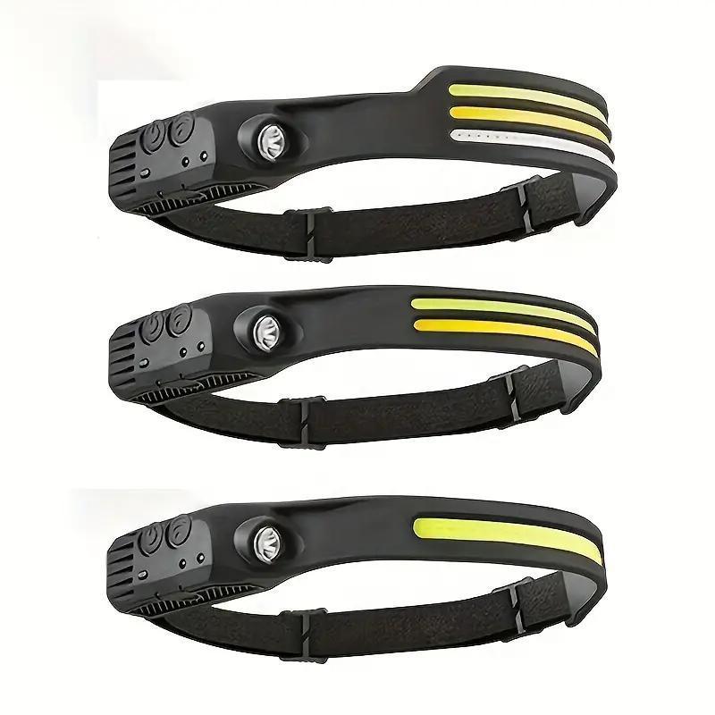 Usb Rechargeable Led Headlight, Lightweight Design Multifunctional Black Outdoor Induction Headlight for Cycling, Running, Camping & Fishing, Men Gifts, Extended Use, Led Flashlight Rechargeable, Rechargeable Headlamp, Headlamp Hiking