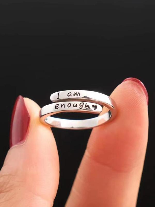 Simple Letter Engraved Cuff Ring, Adjustable Ring for Women & Men, Fashion Accessories for Daily Wear, Trendy All-match & Exquisite Jewelry for Birthday Gift, Wedding Promise Rings, Promise Ring Gf