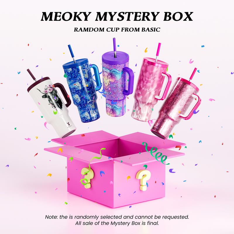 Summervibes,【Meoky Mystery Box】40oz Mystery Meoky Tumbler with Handle and Straw -Leak-proof Lid - Food grade stainless steel Cup - BPA Free - Compatible for Daily use and Traveling (1 Mystery Box 1 cup),Mother's Day & Father's Day Gifts tiktokshopspringgl
