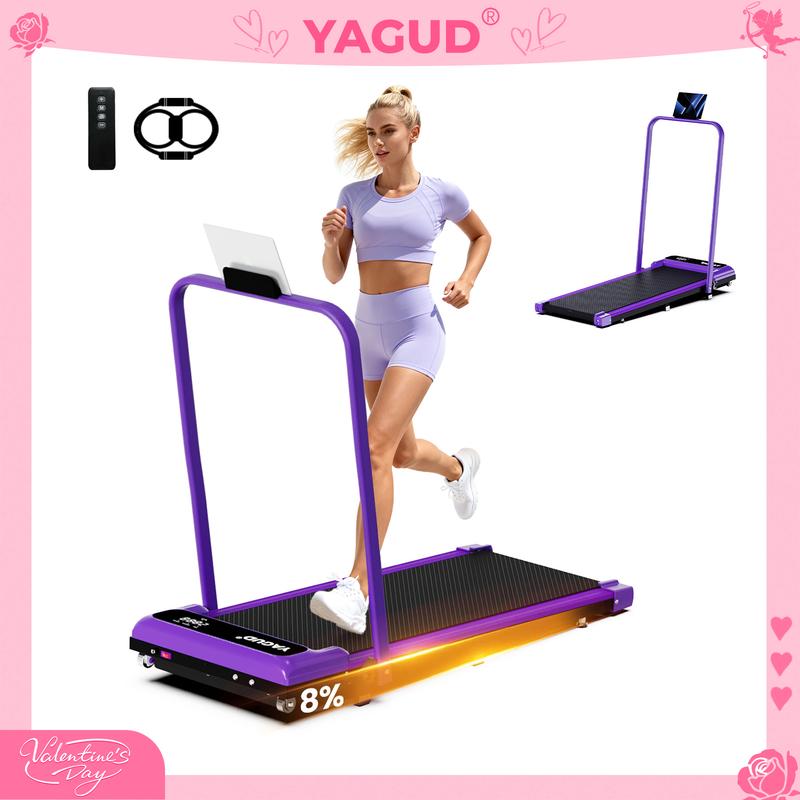 【NEW ARRIVAL】 YAGUD Foldable Adjustable Incline Treadmill, Low Noise Motor Walking Pad, 265lbs Weight Capacity, Remote Control & Wheels for Easy mobility, Dual Shock Absorption System Home Gym Equipment, Home Workout Equipment