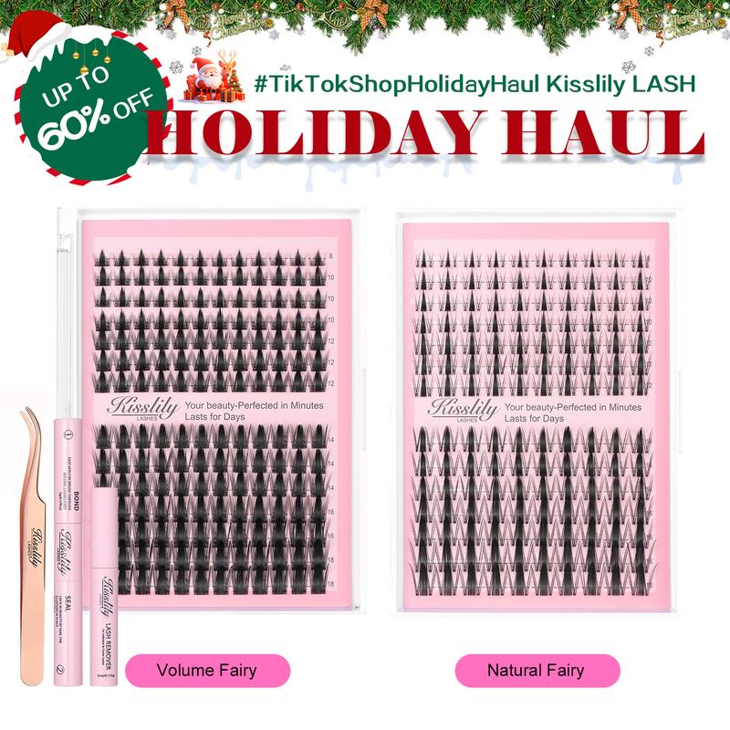 Volume Fairy |Kisslily Manga Spikey C Curl Wet Look DIY Lashes Extension Kit and waterproof long lasting lash clusters  8-18 mm| Bond Seal and Remover Eyelash Makeup Eyelashes Cosmetic | Anime Style Eyelashes #Summervibes