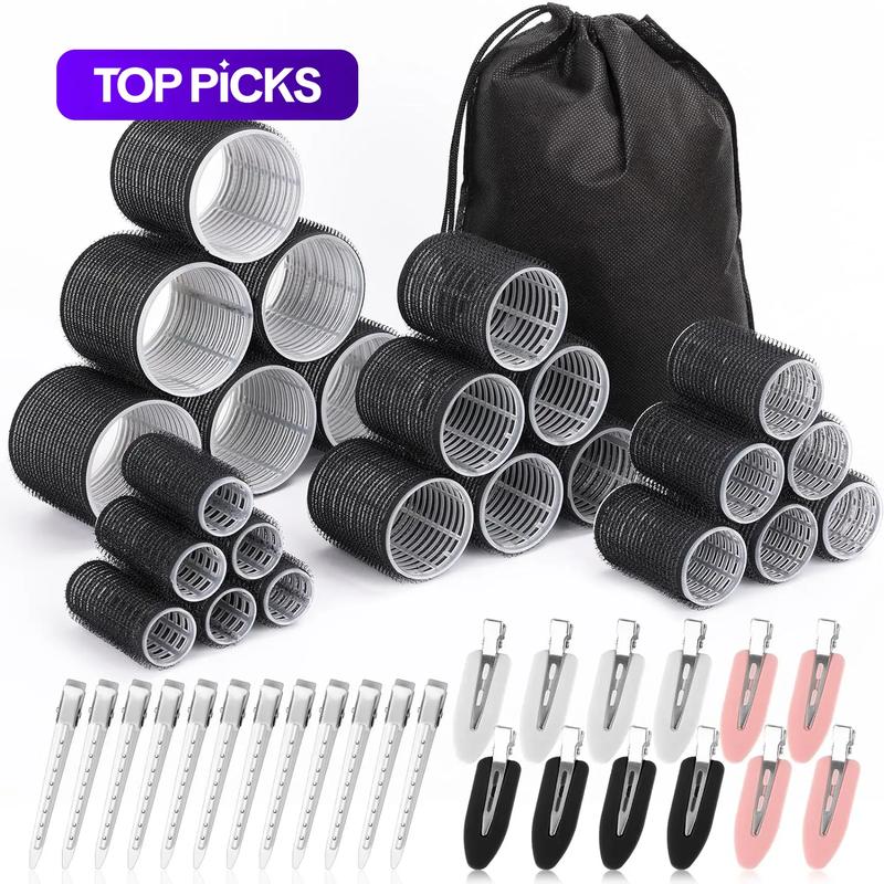Hair Curlers & Clips Set, 48pcs/set Including 24 Rollers & 24 Clips - Heatless Hair Styling Tools for Long, Medium & Short Hair - Lightweight Curly Hair Products, Heatless Curls, Heatless Styling Kit & Hair Curling Rods #GLOBAL PICKS