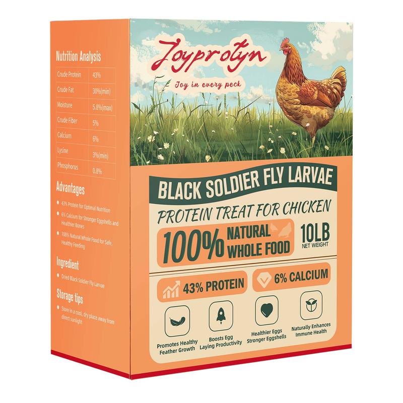 Joyprotyn 1lb/2lb/5lb/10lb Black Soldier Fly Larvae Non-GMO 43% Protein 6% Calcium Dry Food for Chickens High Calcium for Strong Eggshells & Healthy Growth 85X More Than Mealworms Eco-Friendly Natural Whole Food #Summervibes#petlovers