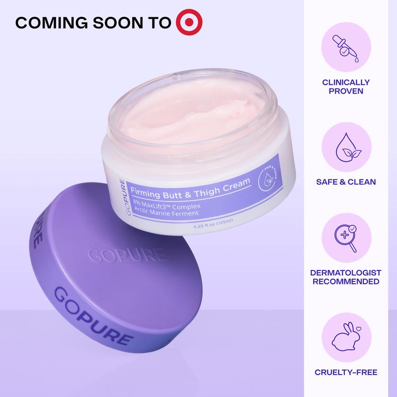 GOPURE Firming Butt & Thigh Cream - Nourishing Hydrating Bodybutter for Stretch Marks & Dimpled Texture - Clinically Tested, Dermatologist Recommended, Cruelty-Free