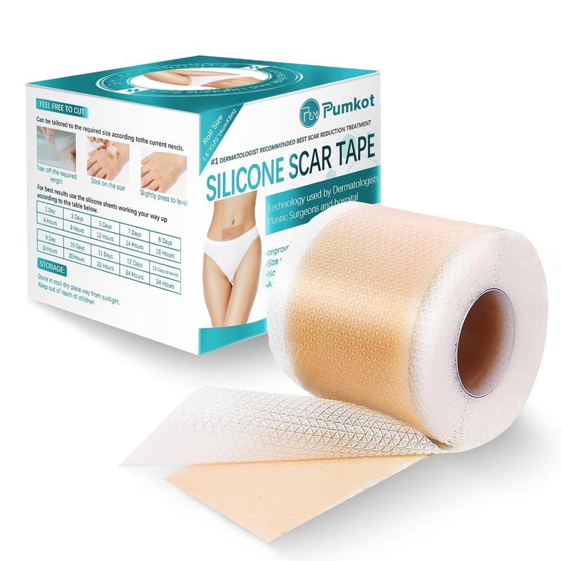 PUMKOT Silicone Scar Sheets(120x1.6 Inch-3M),Silicone Scar Repair Cream,Silicone Scar Tape, Silicone Scar Strips, Professional Scar Removal Sheets for Surgical Scars, Keloid, C-Section, Burn et