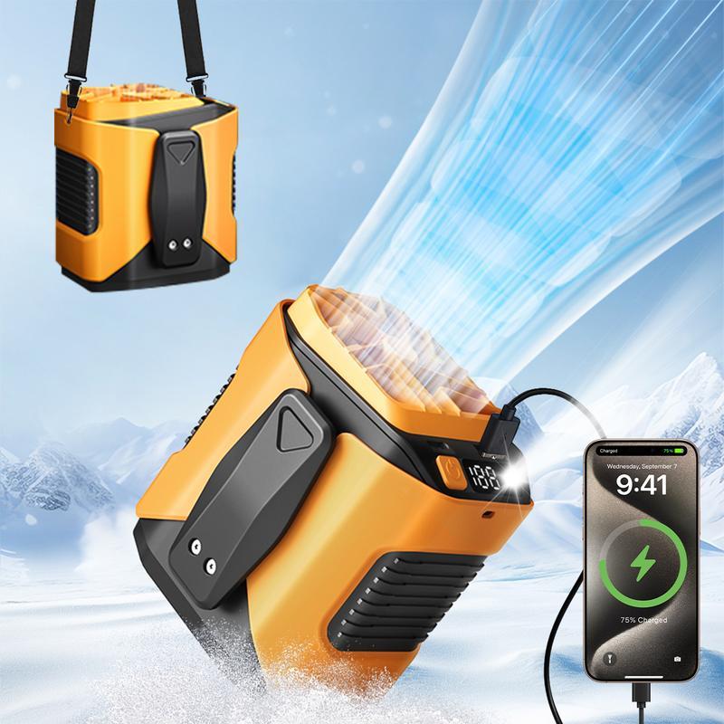PADOX Personal Portable Waist Clip Fan,Rechargeable 5000mAh Battery Power bank,10 Speeds 10000RPM Strong Airflow,LED Light,up to 8H of Working Time,Hands-Free Hanging Neck Fan,Wearable Belt Fan for Camping,Outdoor,Jobsite,Farms,Fishing,Traval #SummerVibes