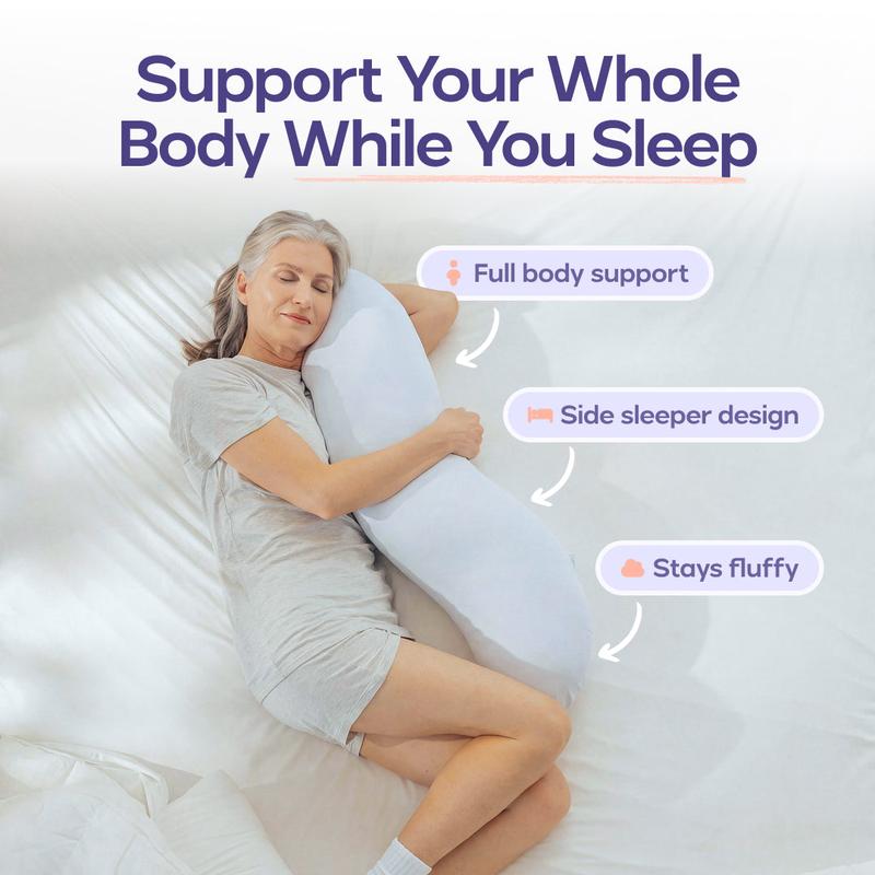 Mellow Sleep | BodyAlign & BodyAlign+ Pillow - Full Body Ergonomic Support Pillow for Back, Belly, Hips & Legs, Cooling Side Sleeper Pillow for Pregnancy, Maternity & Body Pain Relief