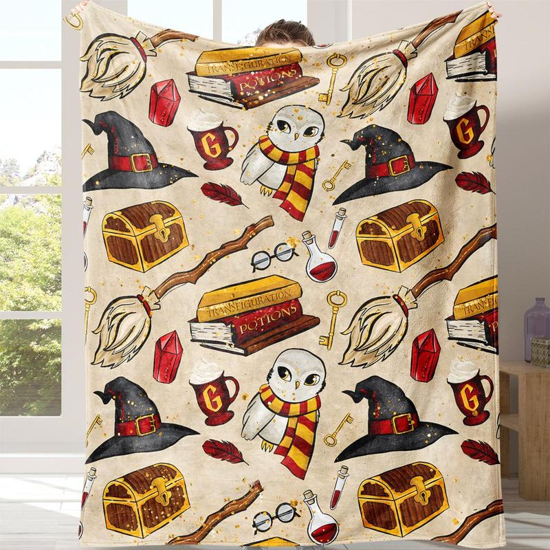 Cartoon Pattern Blanket, Soft Cozy Throw Blanket with Storage Bag, Air-conditioned Room Blanket for Bed, Halloween Decor Warm Napping Blanket for Home & Office, Valentine's Day Gift, Giftable Blankets, Travel Blanket