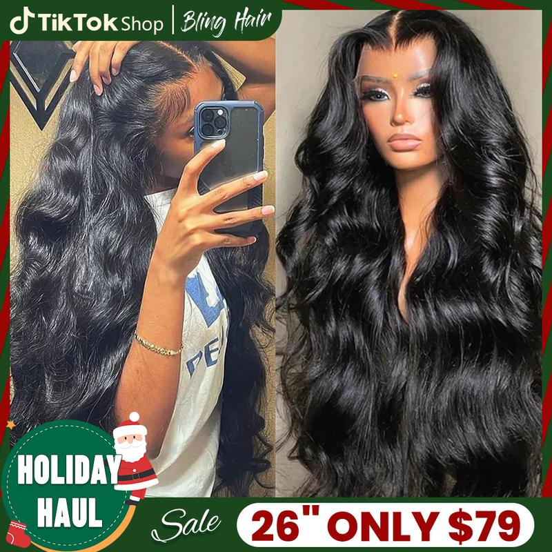 [Hot] TikTokShopBlackFriday Bling Hair Body Wave 13x4 Transparent Lace Front Wigs Human Hair 180% Density 13x6 Transparent Lace Frontal Wigs Brazilian Natural Color For Black Women #NovaTopFinds