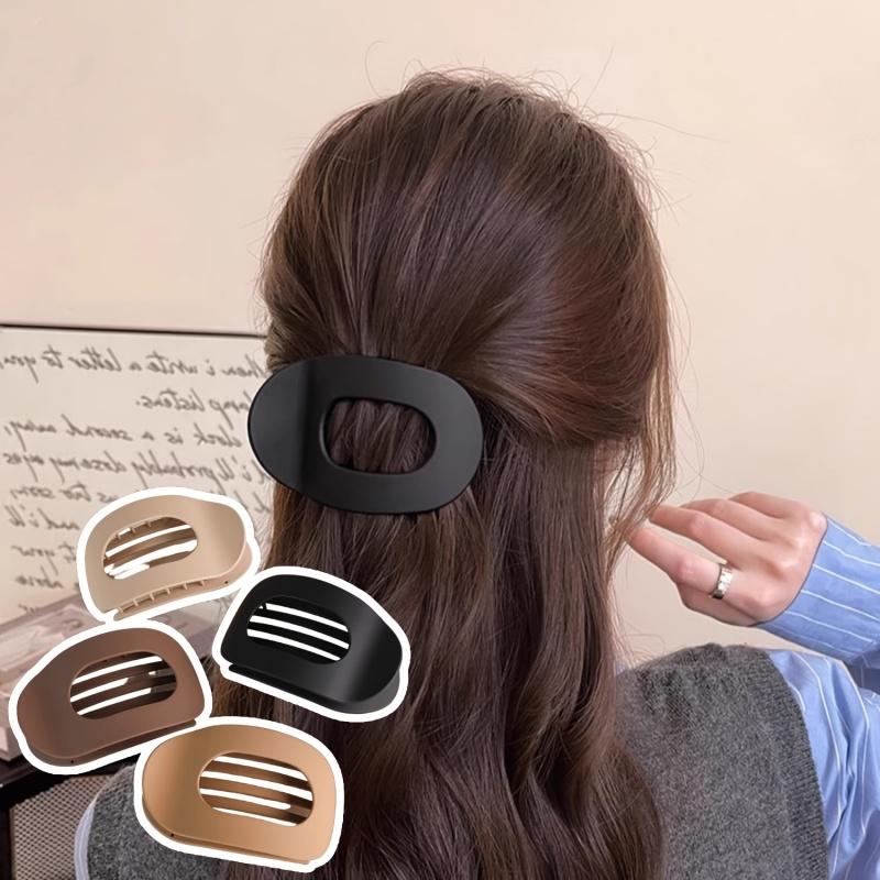 Solid Color Hair Clip, 4pcs Oval Acrylic Hair Clips Set for Women, No Trace Flat Large Hair Clip, Elegant Minimalist Frosted Solid Color Hair Clips for Daily Wear, Ideal Gifts for Her