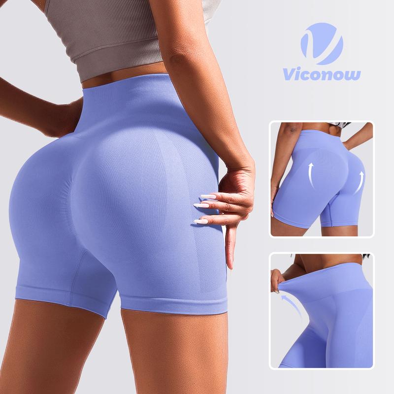 VICONOW Workout Shorts for Women - High Waist Tummy Control Bike Shorts for Gym Workout Athletic Running Yoga Casual Daily Wear Solid Color Comfortable Fit