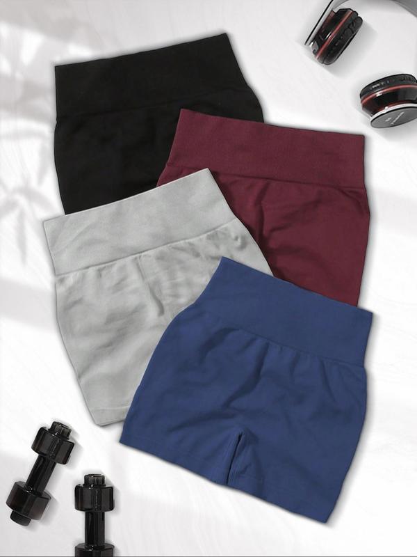 Women's Solid Ruched High Waist Sports Shorts, Casual Comfy Breathable Seamless High Stretch Shorts for Yoga Gym, Women Sport & Outdoor Clothing