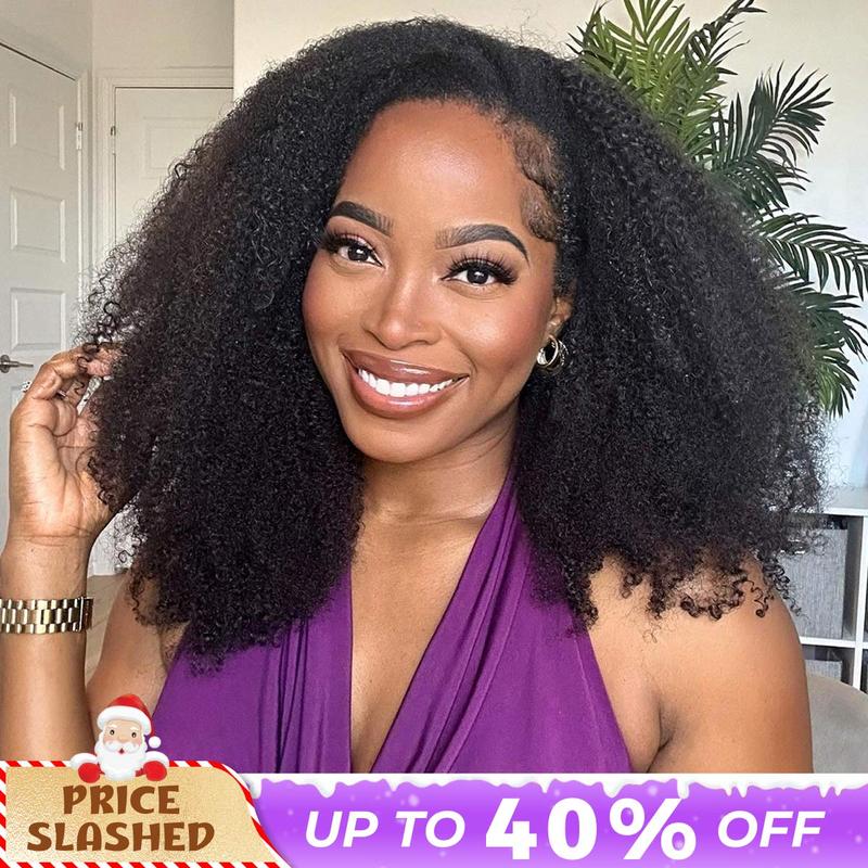 [3 In 1 Half Wig] OQ HAIR Afro Curly Wear Go Glueless Half Wig 180% 250% Density Upgrade With Drawstring Cap Invisible Hairline Human Hair Wigs Beginner Friendly #SummerVibes