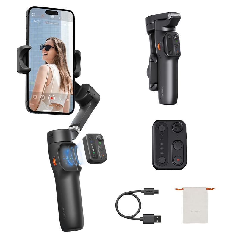 hohem iSteady X3 SE Gimbal Stabilizer for iPhone & Android, Smartphone Foldable Gimbal with Detachable Remote Control, Portable Foldable 3-Axis Phone Gimbal for Android & iPhone17 series, Ideal for Travel Vlogging