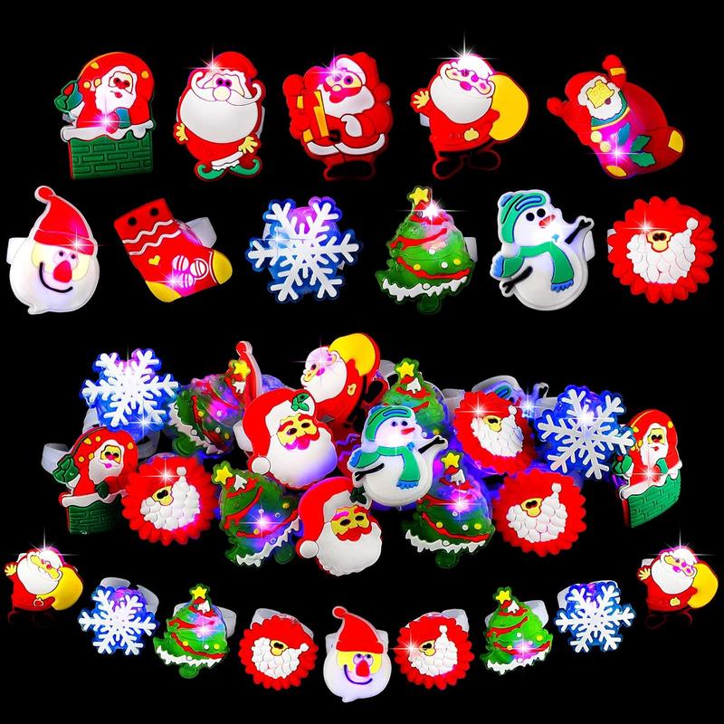 50Pcs LED Christmas Rings,Christmas Party Favors Glitter Finger Rings, Kids Rings Glow In The Dark Party Supplies, Christmas Stocking Stuffers, Christmas Gifts, Christmas Party Toys Rings,Perfect fo rChristmas