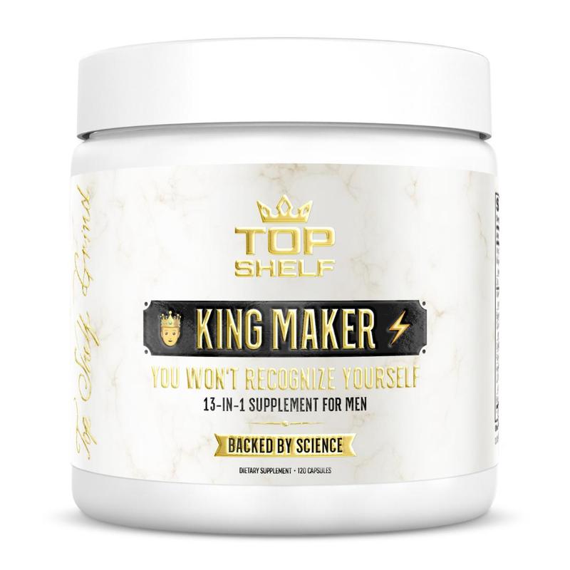 Top Shelf King Maker - 13-in-1 Dietary Supplement for Men | 120 Capsules | Pre Workout Powder | Optimum Fitness & Healthcare | Backed by Science