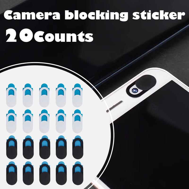 20 Counts Webcam Cover Slide, Dual-Color Privacy Protector for Laptops & Tablets (10 Black + 10 White)