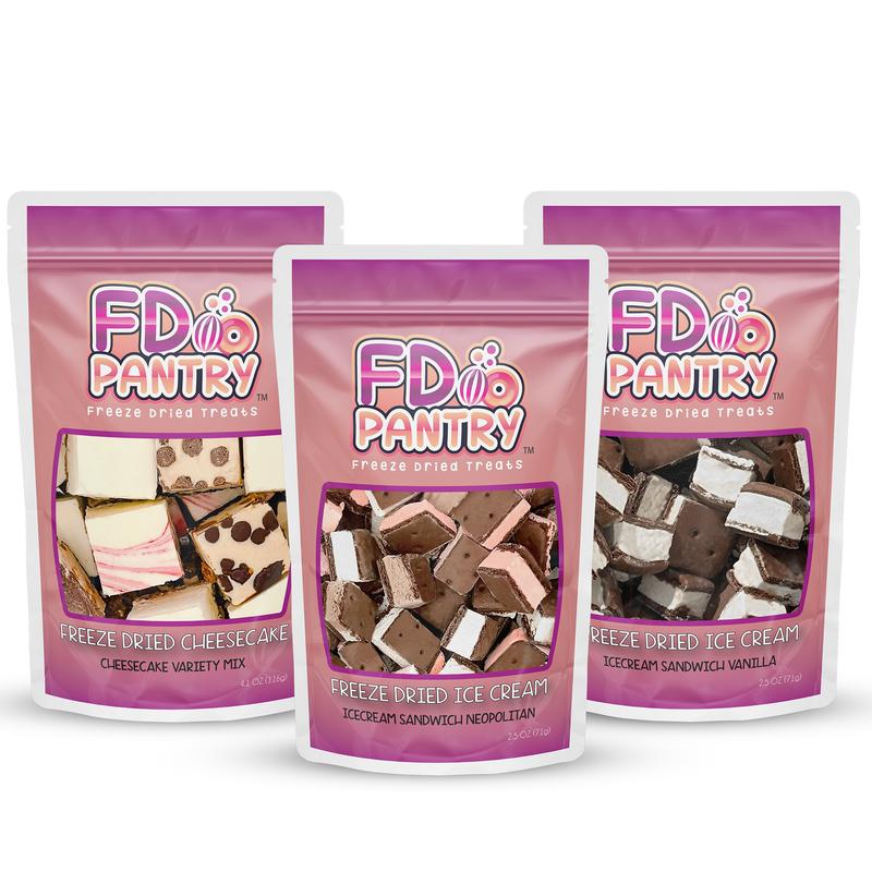 FD Pantry Freeze-Dried Ice Cream Sandwich Bites (2.5 oz) – Vanilla, Neapolitan, Cookies & Cream, Mint Choose Flavor & Bundles