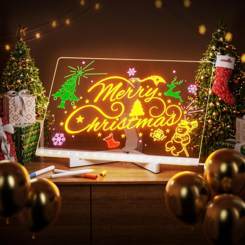 LED Light Up Acrylic Message Board Home Decor, Erasable Drawing Board Desktop Light With 7 Pen, Drawing Board, Bar Advertising Boards, LED Board, Led Signs, Creative Led Lighting