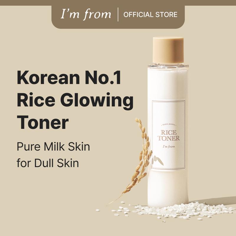 [I'm From Official Shop] Rice Toner, 77.78% Rice Extract from Korea, Glow Essence with Niacinamide, Hydrating for Dry Skin, Vegan, Alcohol Free, Fragrance Free, Peta Approved, K Beauty Moisture Skincare Skin Repair Comfort Hydrate Moisturizer Moisturizing
