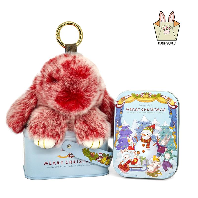 【BunnyLulu】Summervibes Handmade Bunny PomPom Keychain with Tin Box – Cute Bag & Backpack Charm, Fun Gift for Friends or Loved Ones