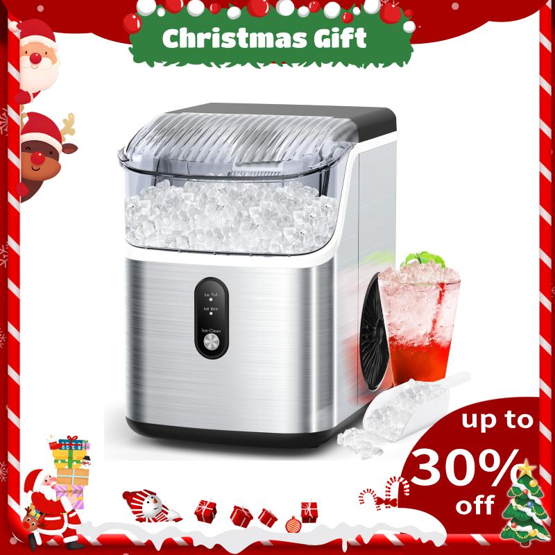 COWSAR Nugget Ice Maker Countertop, Soft Chewable Nugget Ice Cubes Machine, One-Button Quick Ice Making 34Lbs/Day, Self-Cleaning, Portable Stainless Steel Ice Machine Icemachine Icemakermachine