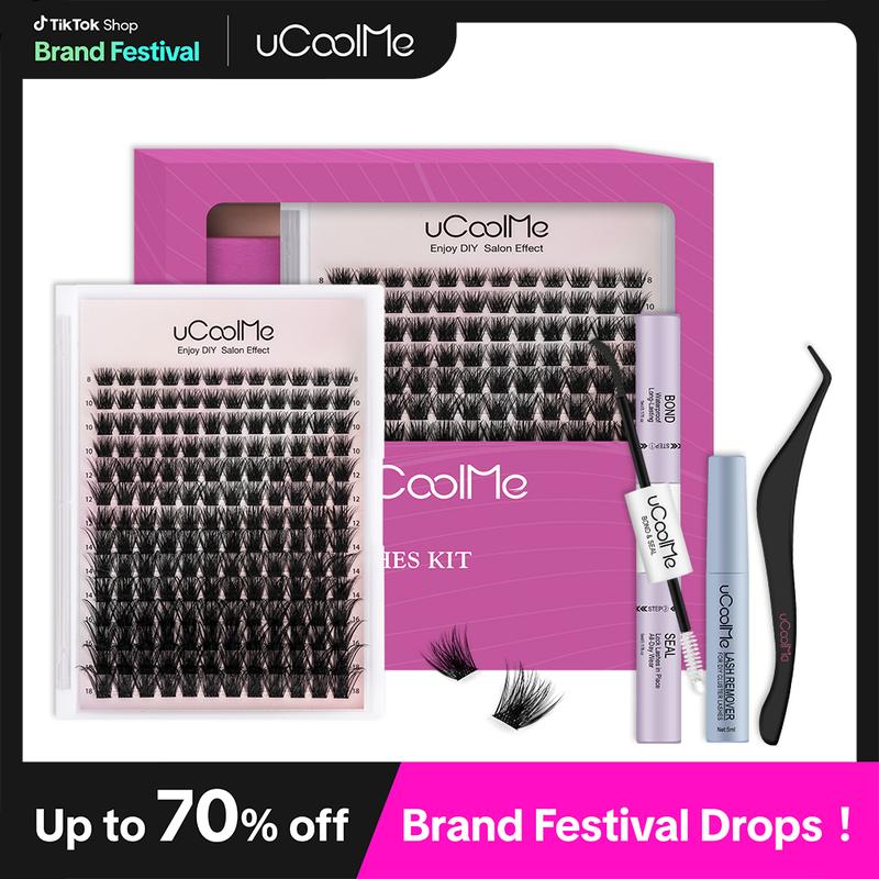 uCoolMe Lashes Magic 88 DIY Lash Extension Kit Lash Clusters With Lash Glue,Remover,Eyelash Cluster Tweezer For Beginner DIY Individual Lash Extension At Home Makeup Cosmetic Christmas gift Lash Cluster Kit
