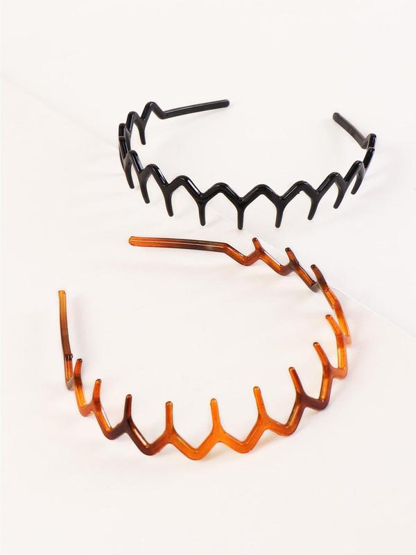 2pcs/set V-shaped Hair Band, Casual Random Color Wave Face Wash Headband for Women, Elegant All-match Fashion Accessories for Daily Wear, Valentine's Day Gift, Chic Headbands