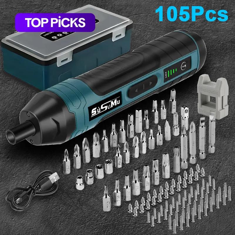 Torque Adjustable Electric Screwdriver, Cordless Power Screwdriver Set, USB Rechargeable Multifunctional Screwdriver with Light, Handheld Driver Tool Kit Rechargeable Tools