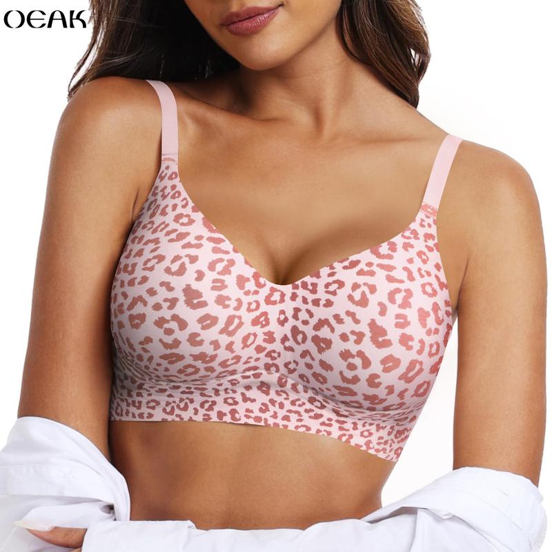 OEAKï½Jelly Bra, Leopard Print, Wireless Bras, Seamless Bra, Natural Lift & Buttery Soft