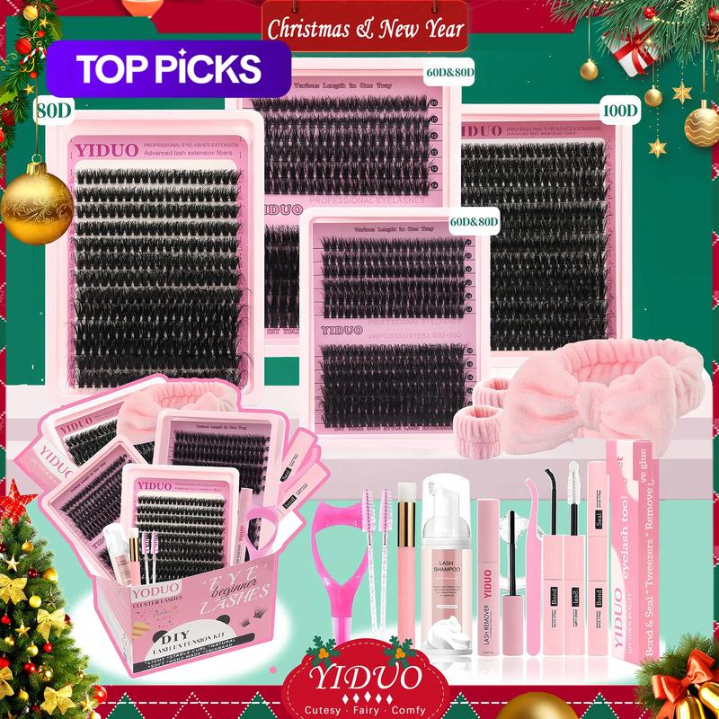 Mixed Length Individual False Eyelashes Kit, DIY Eyelash Extensions, Natural-Looking Eyelash Extensions with Accessories, Self-Grafting Curling Lashes for Women, Makeup Products