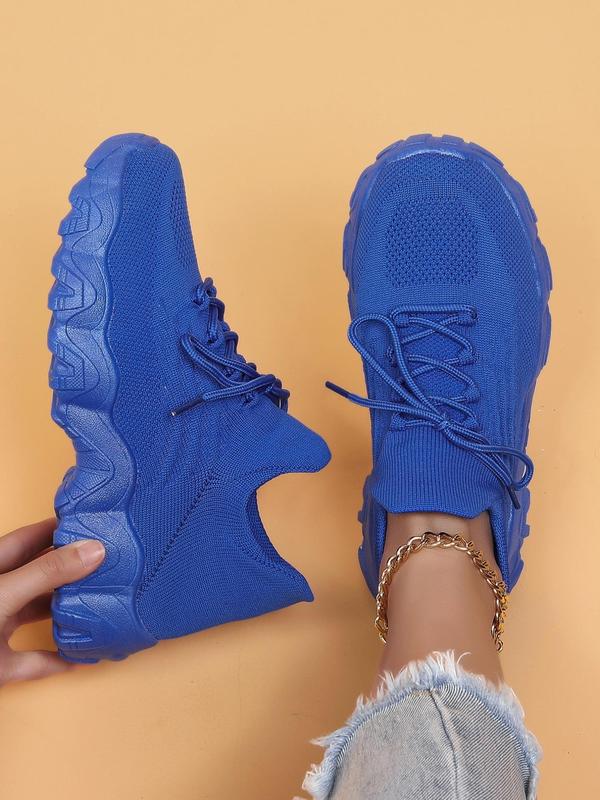 Women's Fashionable Colorblock Lace-Up Low Top Sneakers, Casual Breathable Comfortable Sports Running Shoes, Mesh Design Sneakers for Daily Wear