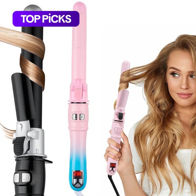 Rotating Curling Iron for Beach Waves, Portable Electric Hair Curler, 1.1-inch Adjustable Curling Wand for Long and Short Hair #GLOBAL PICKS