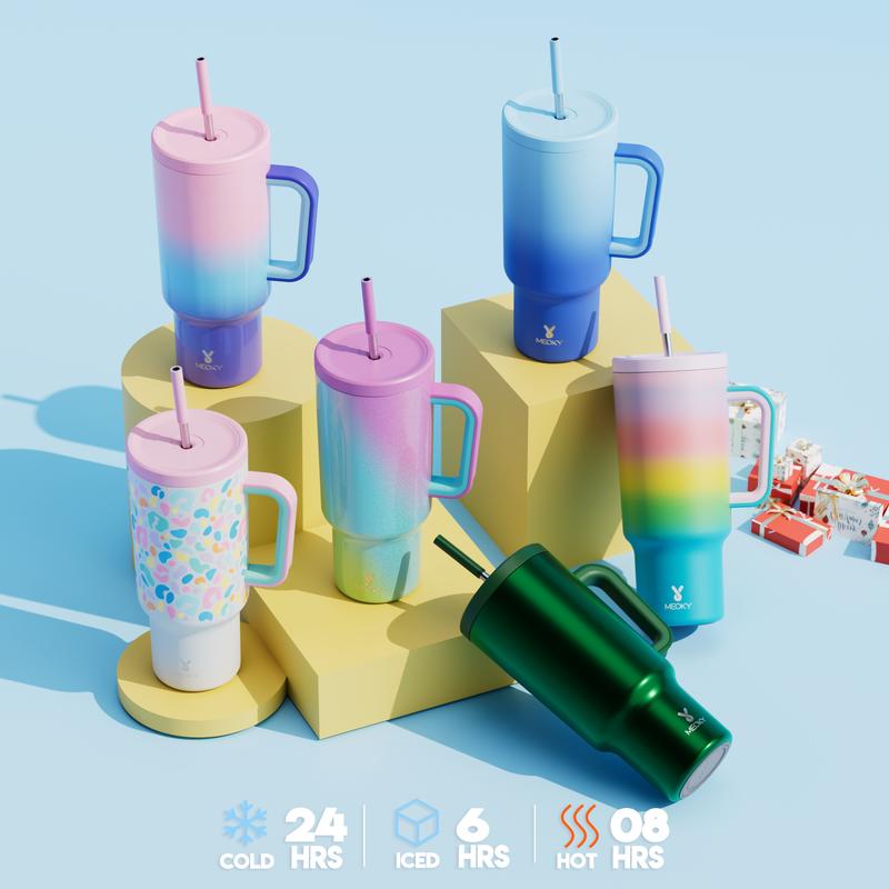 【Stay Stylish & Sustainable】  MEOKY's Stainless Steel Car Cup Keeps Drinks Cold for 24hrs，Perfect for Travel, Outdoor Adventures,  Leak-proof, Reusable, & Arrives in Just 3 Days