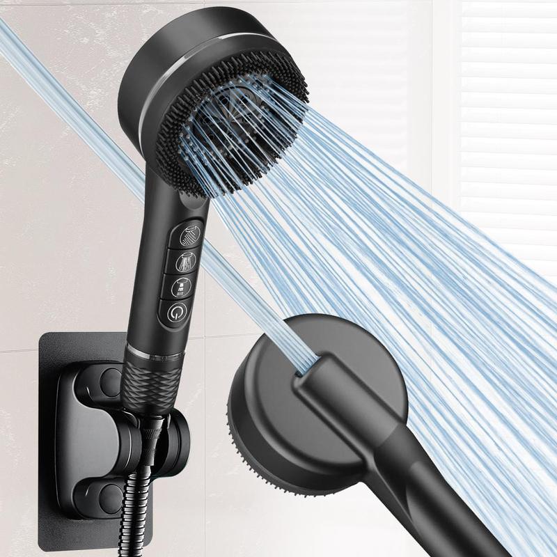 Shower Head Set, Handheld Showerhead Set, 3 Counts/set Including 4-Mode Handheld Shower Head, 1.5m Hose & Punch-Free Shower Bracket, Modern Bathroom Shower Equipment, Shower Head Combo