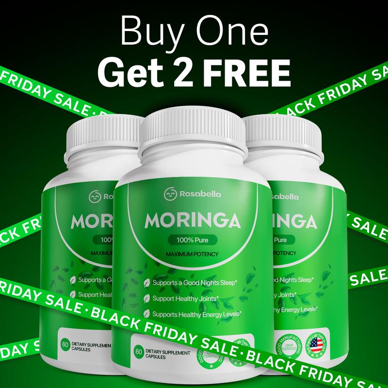 3 Pack of Rosabella Moringa Capsules (800mg) for Immune Support, Gut Health & Vitamins