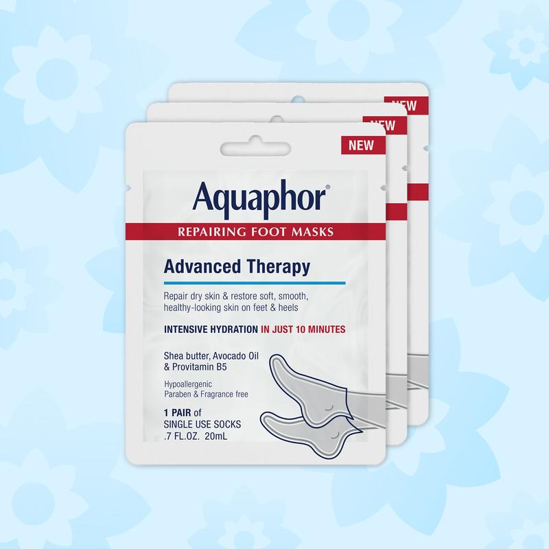 Aquaphor Repairing Foot Masks – Moisturizing Foot Socks with Avocado Oil & Shea Butter (3-Pack)