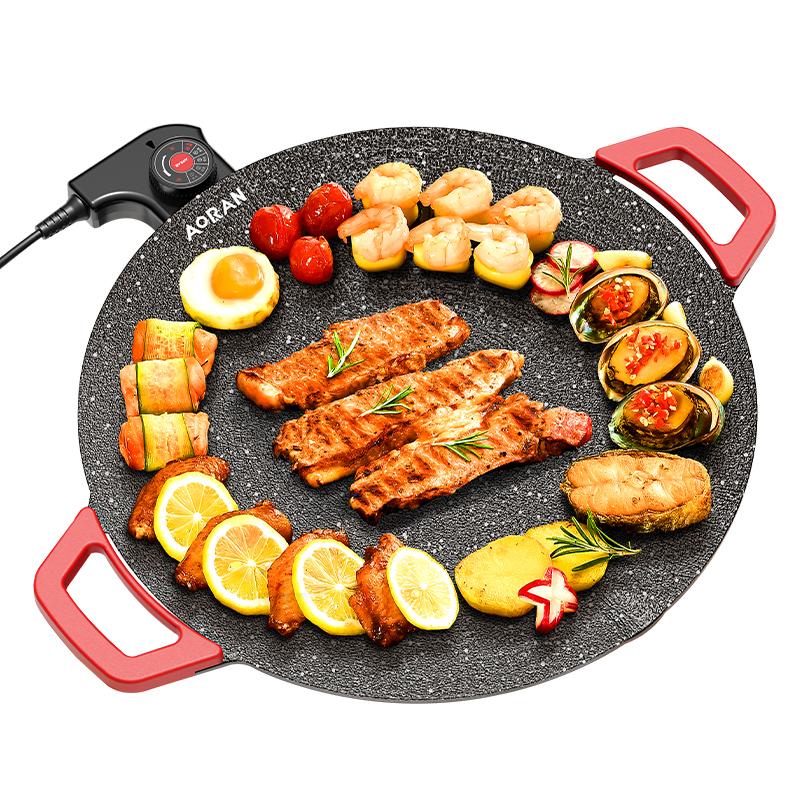 AORAN Portable Electric Comal, Indoor Smokeless Korean BBQ Grill, Non-stick Griddle for Tortillas, Adjustable Temperature Control, Asador de Carne summervibes